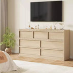 GustoWave 6-Drawer Storage Dresser With Waterproof Top, Natural Oak Finish, For Bedroom Or Entryway