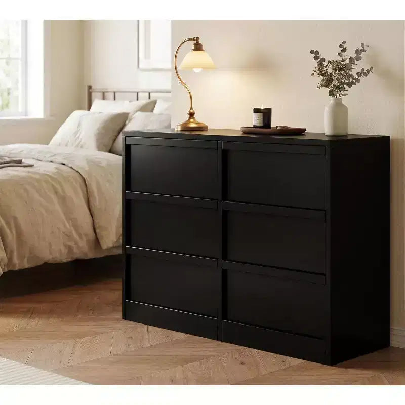 GustoWave 6-Drawer Storage Dresser With Waterproof Top, Natural Oak Finish, For Bedroom Or Entryway