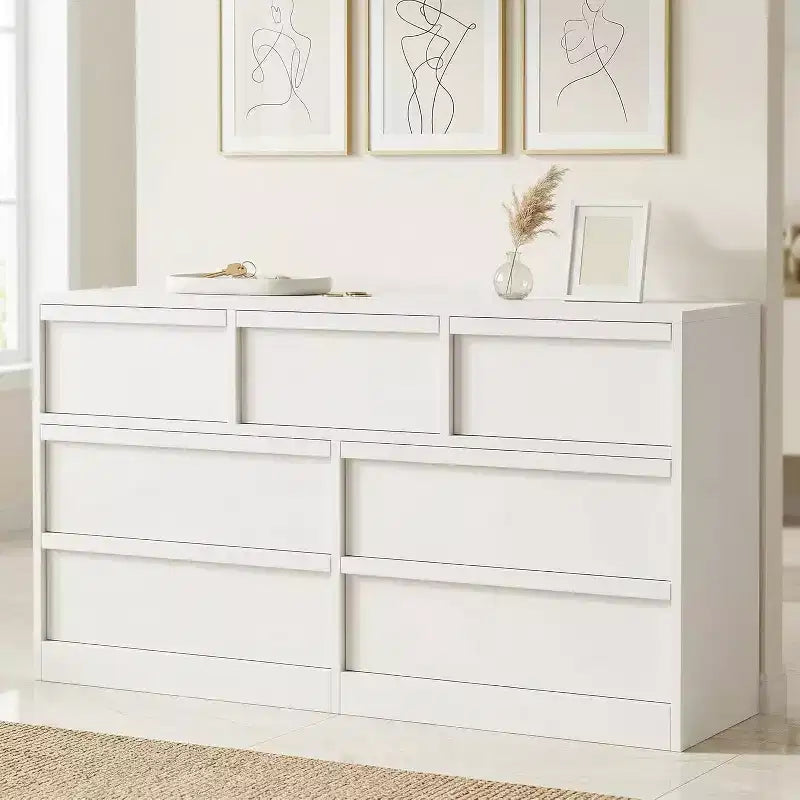 Commode de rangement GustoWave à 6 tiroirs avec plateau imperméable, finition chêne naturel, pour chambre ou entrée