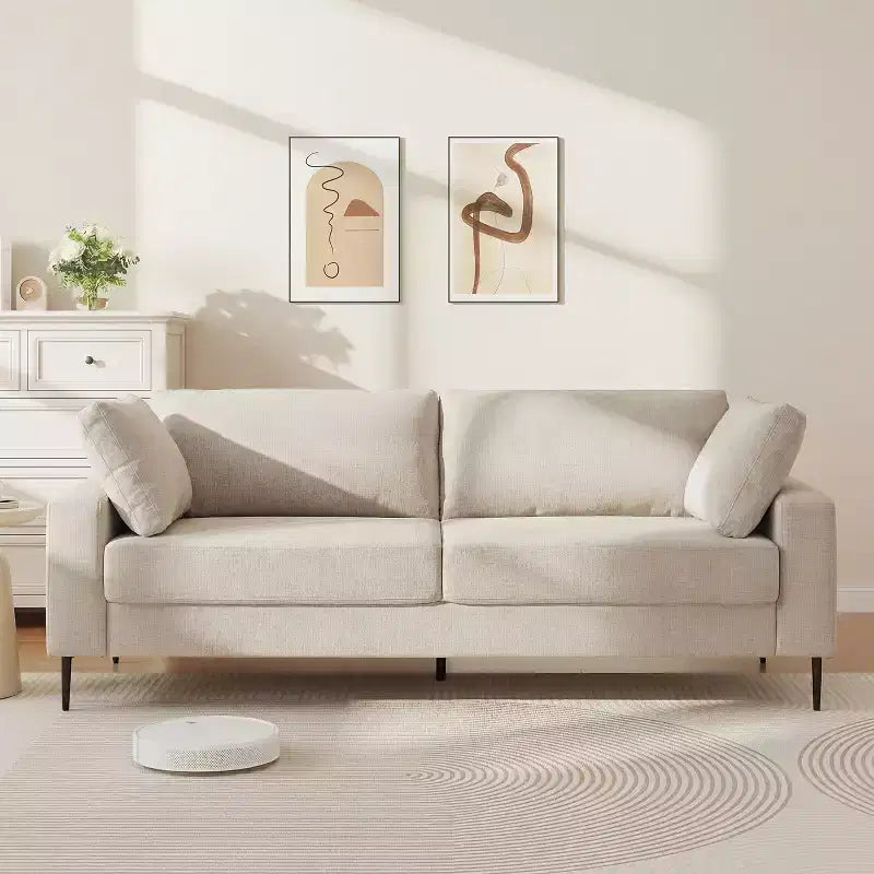 72 Loveseat Sofa, Mid-Century Modern Flared Arm Couch, Deep Seat Upholstered 2-Seater for Living Room, Apartment, Small Spaces, Off White
