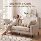 72 Loveseat Sofa, Mid-Century Modern Flared Arm Couch, Deep Seat Upholstered 2-Seater for Living Room, Apartment, Small Spaces, Off White