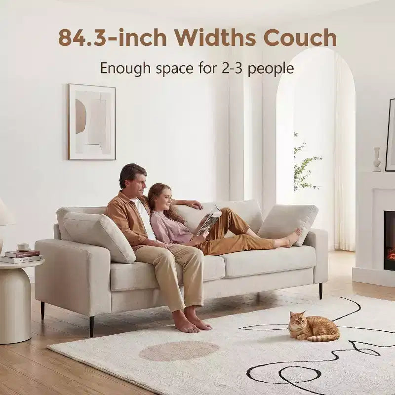 72 Loveseat Sofa, Mid-Century Modern Flared Arm Couch, Deep Seat Upholstered 2-Seater for Living Room, Apartment, Small Spaces, Off White