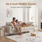 72 Loveseat Sofa, Mid-Century Modern Flared Arm Couch, Deep Seat Upholstered 2-Seater for Living Room, Apartment, Small Spaces, Off White