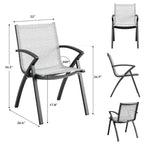 6PCS Modern Aluminum Outdoor Dining Chairs, Quick-Dry Textilene Fabric, All-Weather Rust-Resistant, Ergonomic Commercial-Grade Patio Seating