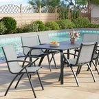 6PCS Modern Aluminum Outdoor Dining Chairs, Quick-Dry Textilene Fabric, All-Weather Rust-Resistant, Ergonomic Commercial-Grade Patio Seating