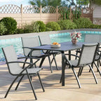 6PCS Modern Aluminum Outdoor Dining Chairs, Quick-Dry Textilene Fabric, All-Weather Rust-Resistant, Ergonomic Commercial-Grade Patio Seating