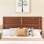 GDFStudio Nuru Modern Wooden Bed Frame with 3D Geometric Headboard and 4-Drawer Storage Bench