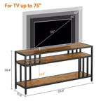 Meuble TV 165 cm pour téléviseurs jusqu'à 190 cm, meuble TV moderne avec 3 étagères de rangement ouvertes pour médias et décoration