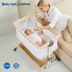 Moïse pour bébé, cododo pour nouveau-né avec grand panier de rangement, matelas confortable, côtés entièrement en maille, berceau de chevet portable réglable sur 6 hauteurs