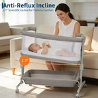 Moïse pour bébé, cododo pour nouveau-né avec grand panier de rangement, matelas confortable, côtés entièrement en maille, berceau de chevet portable réglable sur 6 hauteurs