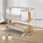 Moïse pour bébé, cododo pour nouveau-né avec grand panier de rangement, matelas confortable, côtés entièrement en maille, berceau de chevet portable réglable sur 6 hauteurs