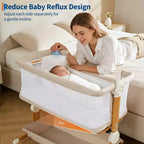 Moïse pour bébé, cododo pour nouveau-né avec grand panier de rangement, matelas confortable, côtés entièrement en maille, berceau de chevet portable réglable sur 6 hauteurs