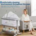 Moïse pour bébé, cododo pour nouveau-né avec grand panier de rangement, matelas confortable, côtés entièrement en maille, berceau de chevet portable réglable sur 6 hauteurs