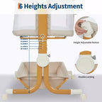 Moïse pour bébé, cododo pour nouveau-né avec grand panier de rangement, matelas confortable, côtés entièrement en maille, berceau de chevet portable réglable sur 6 hauteurs