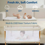 Moïse pour bébé, cododo pour nouveau-né avec grand panier de rangement, matelas confortable, côtés entièrement en maille, berceau de chevet portable réglable sur 6 hauteurs