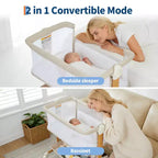 Moïse pour bébé, cododo pour nouveau-né avec grand panier de rangement, matelas confortable, côtés entièrement en maille, berceau de chevet portable réglable sur 6 hauteurs