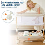 Moïse pour bébé, cododo pour nouveau-né avec grand panier de rangement, matelas confortable, côtés entièrement en maille, berceau de chevet portable réglable sur 6 hauteurs