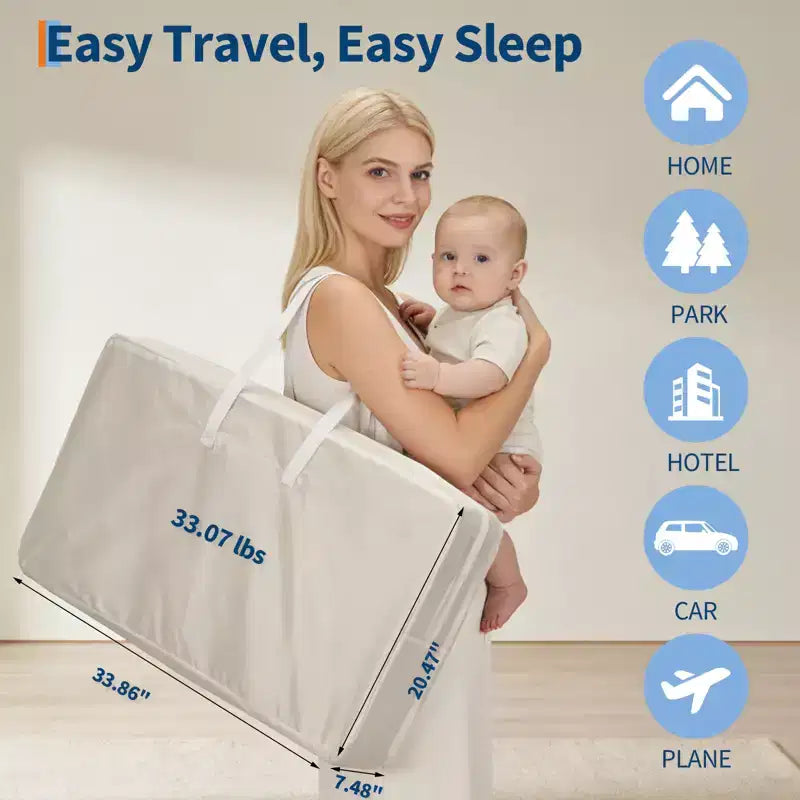 Moïse pour bébé, cododo pour nouveau-né avec grand panier de rangement, matelas confortable, côtés entièrement en maille, berceau de chevet portable réglable sur 6 hauteurs