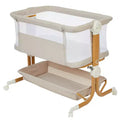 Baby Bassinet, Bedside Sleeper for Newborn with Large Storage Basket, Cozy Mattress, Full Mesh Sides, 6-Height Adjustable Portable Bedside Crib