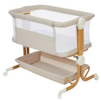 Baby Bassinet, Bedside Sleeper for Newborn with Large Storage Basket, Cozy Mattress, Full Mesh Sides, 6-Height Adjustable Portable Bedside Crib