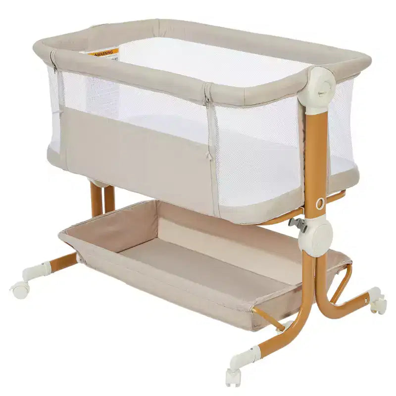 Baby Bassinet, Bedside Sleeper for Newborn with Large Storage Basket, Cozy Mattress, Full Mesh Sides, 6-Height Adjustable Portable Bedside Crib