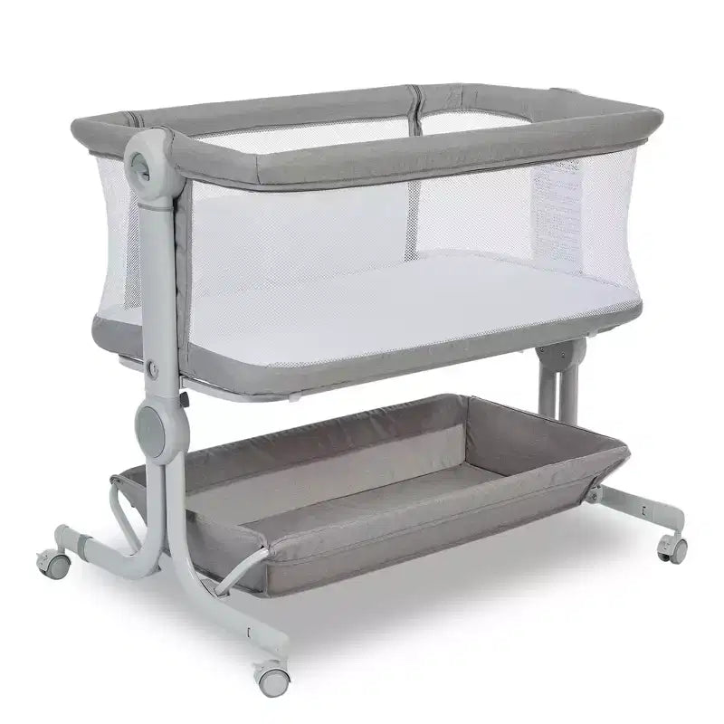 Moïse pour bébé, cododo pour nouveau-né avec grand panier de rangement, matelas confortable, côtés entièrement en maille, berceau de chevet portable réglable sur 6 hauteurs