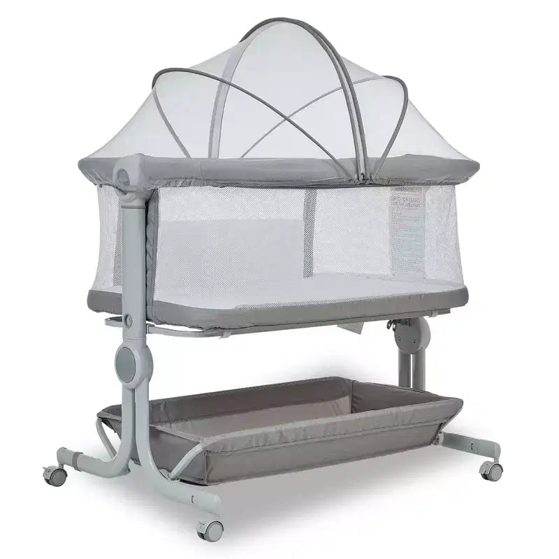 Moïse pour bébé, cododo pour nouveau-né avec grand panier de rangement, matelas confortable, côtés entièrement en maille, berceau de chevet portable réglable sur 6 hauteurs