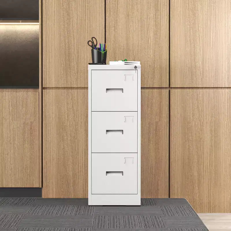 Classeur vertical métallique à 3 tiroirs pour bureau/maison, classeur étroit à roulettes verrouillable