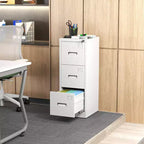 Classeur vertical métallique à 3 tiroirs pour bureau/maison, classeur étroit à roulettes verrouillable