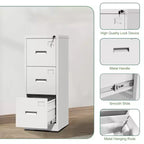 Classeur vertical métallique à 3 tiroirs pour bureau/maison, classeur étroit à roulettes verrouillable