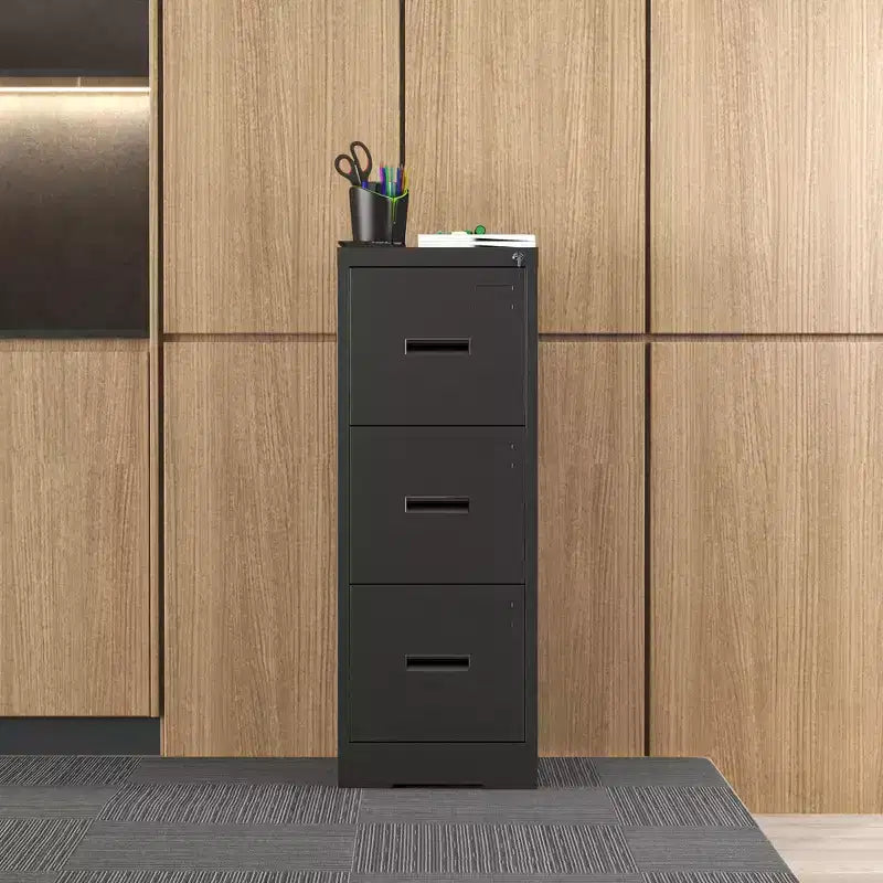 Classeur vertical métallique à 3 tiroirs pour bureau/maison, classeur étroit à roulettes verrouillable