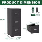 Classeur vertical métallique à 3 tiroirs pour bureau/maison, classeur étroit à roulettes verrouillable