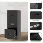 Classeur vertical métallique à 3 tiroirs pour bureau/maison, classeur étroit à roulettes verrouillable