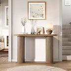Oval Fluted Entryway Console Table, Modern Narrow Sofa Table Behind Couch with Storage Shelf, Wood Accent Hallway Table for Living Room