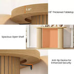 Oval Fluted Entryway Console Table, Modern Narrow Sofa Table Behind Couch with Storage Shelf, Wood Accent Hallway Table for Living Room