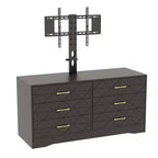 White TV Stand with Mount for 32-80 Inch TVs, 6 Drawer Wood Media Console & Entertainment Center with Height Adjustable Mount, Storage TV Dresser