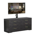 White TV Stand with Mount for 32-80 Inch TVs, 6 Drawer Wood Media Console & Entertainment Center with Height Adjustable Mount, Storage TV Dresser