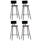 vidaXL Bar Chair Set of 2 Dark Brown, Black