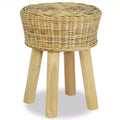 vidaXL Stool Natural Natural Rattan, Solid Teak Standard Durable