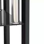 17.72 Black Tempered Glass Coffee Table, Square 2-Tier End Table with Metal Legs for Living Room Bedroom
