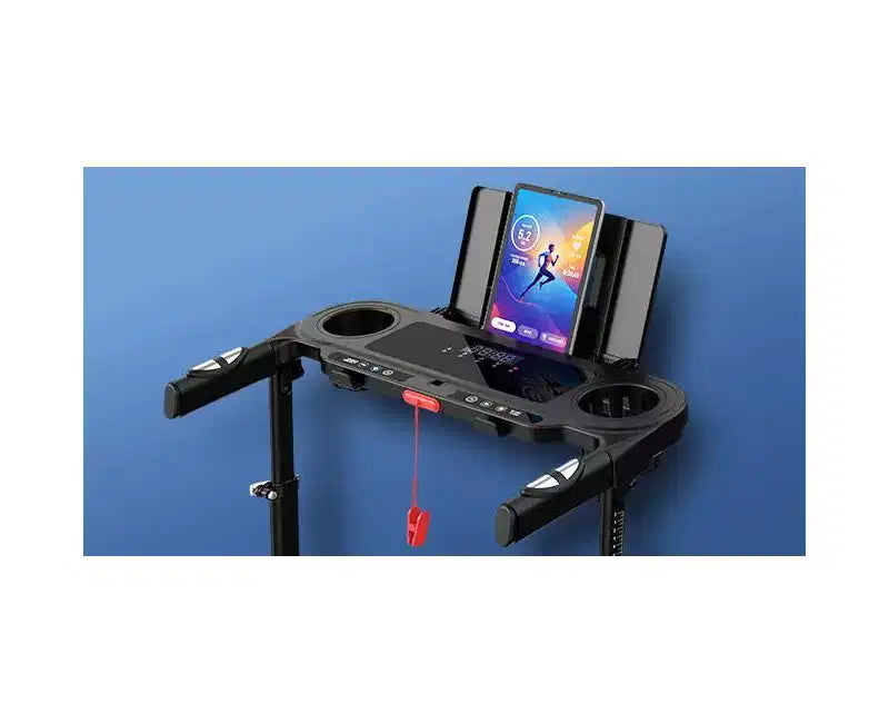 Tapis de Course YOUNGFIT 3,5 CV avec Poste de Travail et Hauteur Réglable, Capacité de 204 kg, Tapis de Marche Pliable Portable à Inclinaison de 15 % avec Barre de Maintien