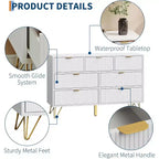 7 Drawer Modern Dresser, 47.2 in Wide Wooden Chest with Gold Metal Legs & Handles, for Bedroom, Entryway, Living Room, Office