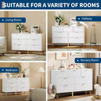 7 Drawer Modern Dresser, 47.2 in Wide Wooden Chest with Gold Metal Legs & Handles, for Bedroom, Entryway, Living Room, Office