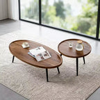 2-Piece Nesting Coffee Table Set, Modern Walnut Side Tables, Space-Saving End Tables for Living Room, Bedroom, Apartment
