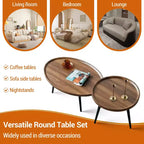 2-Piece Nesting Coffee Table Set, Modern Walnut Side Tables, Space-Saving End Tables for Living Room, Bedroom, Apartment