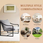 Ensemble de 2 fauteuils d'appoint modernes Sling, fauteuil en tissu gris avec assise rembourrée, cadre en métal robuste, fauteuil de lecture pour salon et chambre à coucher