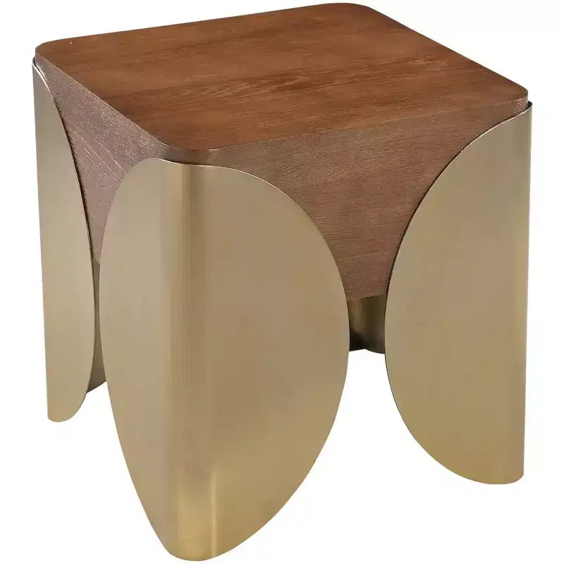 Meridian Furniture Cazari Brown Oak Wood And Iron End Table