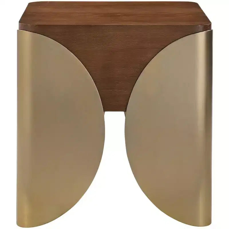 Meridian Furniture Cazari Brown Oak Wood And Iron End Table