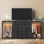 Commode avec tringle à vêtements, tiroirs de rangement pour chambre à coucher, commode en tissu réversible avec tringle à vêtements, pour bureau à domicile