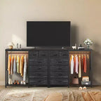 Commode avec tringle à vêtements, tiroirs de rangement pour chambre à coucher, commode en tissu réversible avec tringle à vêtements, pour bureau à domicile